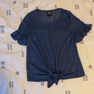 Bobeau blue tie waist blouse